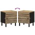 Mesitas de noche 2 uds madera mango rugosa negro 40x33,5x46