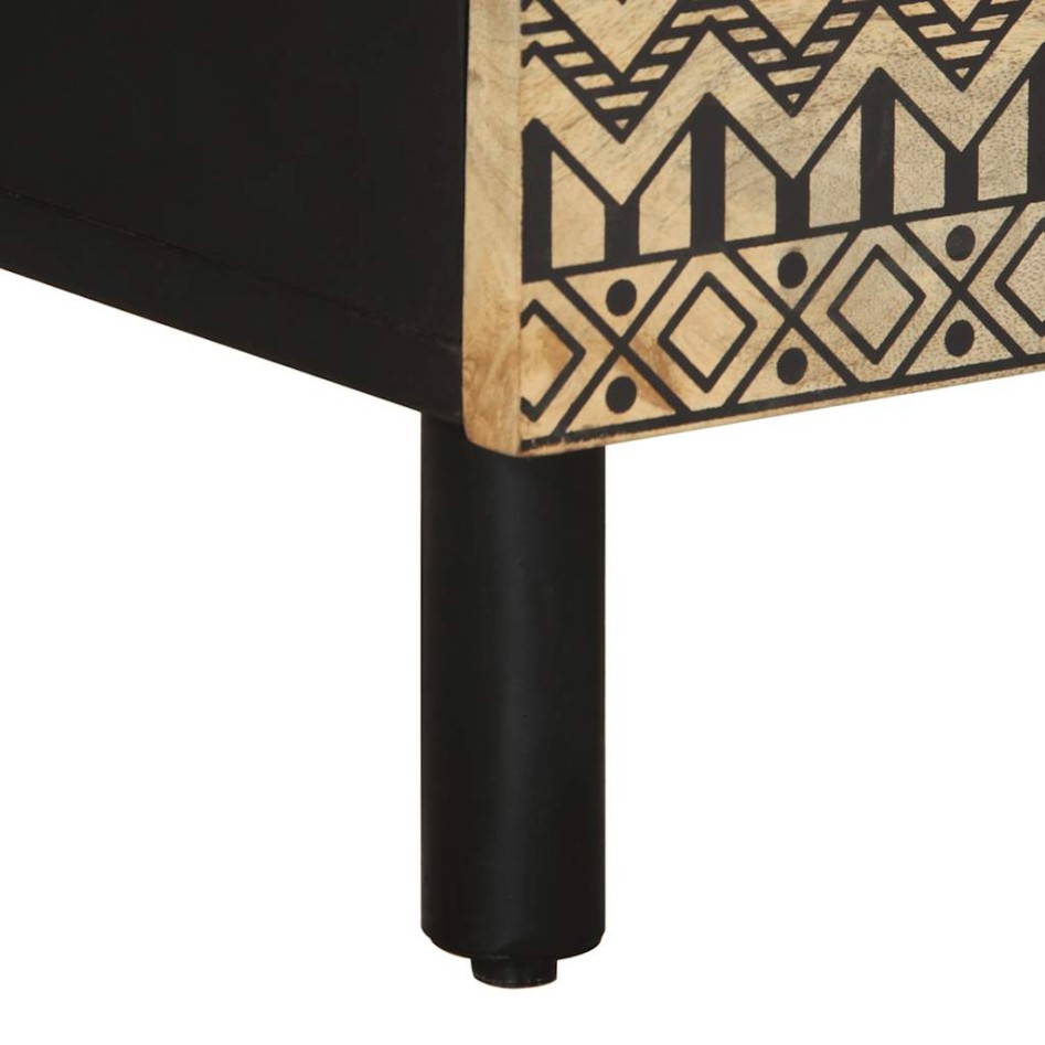 Mesitas de noche 2 uds madera mango rugosa negro 40x33,5x46