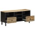 Mueble de TV madera maciza de mango rugosa negro 100x33,5x46