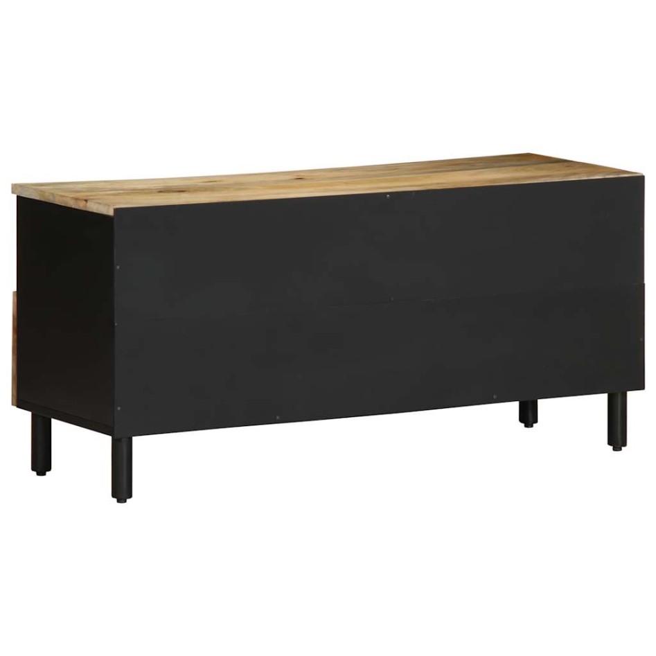Mueble de TV madera maciza de mango rugosa negro 100x33,5x46