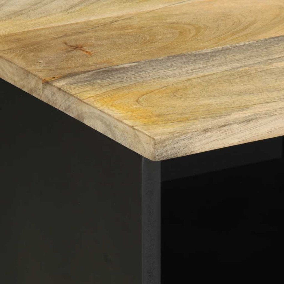 Mueble de TV madera maciza de mango rugosa negro 100x33,5x46