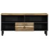 Mueble de TV madera maciza de mango rugosa negro 100x33,5x46
