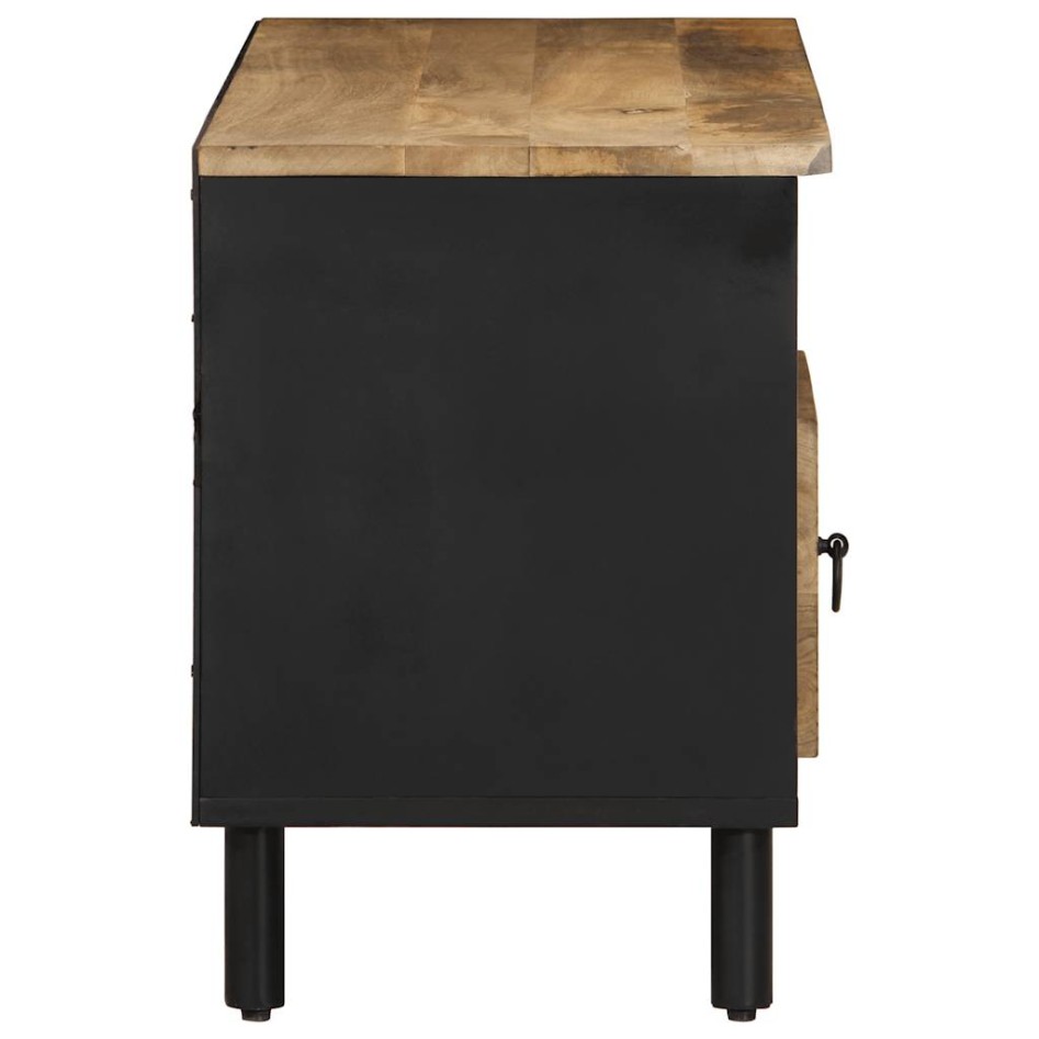 Mueble de TV madera maciza de mango rugosa negro 100x33,5x46