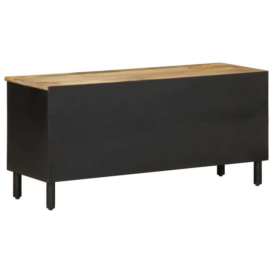 Mueble de TV madera maciza de mango rugosa negro 100x33,5x46