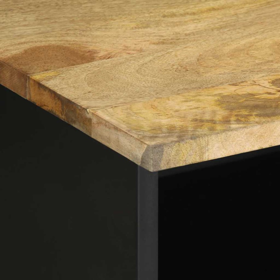 Mueble de TV madera maciza de mango rugosa negro 100x33,5x46