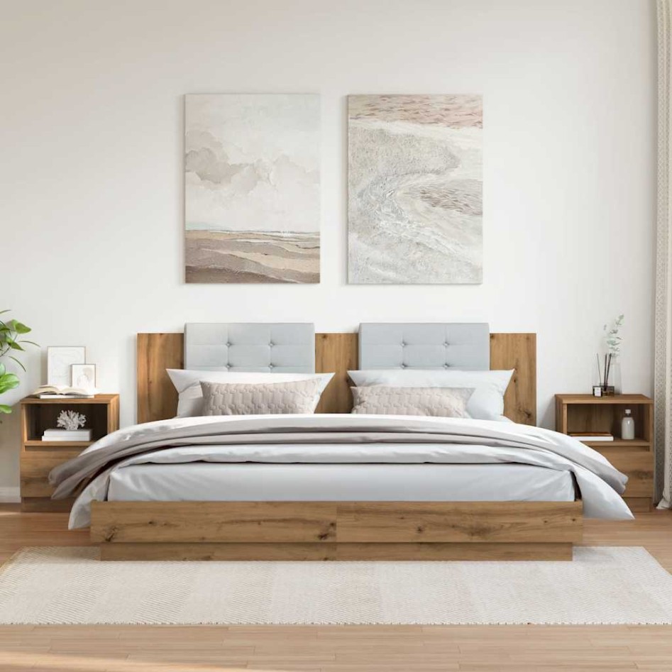 Mesitas noche 2 uds madera ingeniería roble artisan 40x40x50