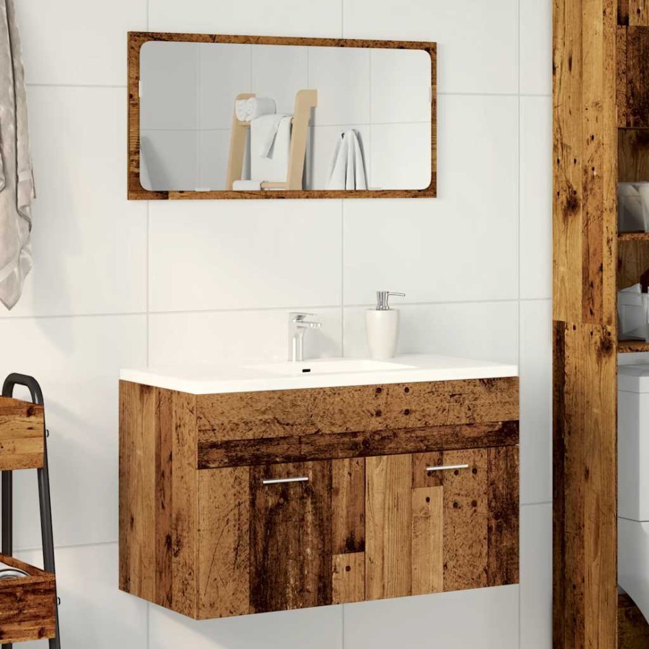 Mueble de lavabo madera de ingeniería envejecida 80x38,5x46