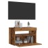 Mueble TV luces LED madera ingeniería envejecida 60x35x40