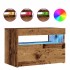 Mueble TV luces LED madera ingeniería envejecida 60x35x40