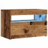 Mueble TV luces LED madera ingeniería envejecida 60x35x40