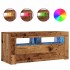 Mueble TV luces LED madera ingeniería envejecida 90x35x40