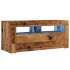 Mueble TV luces LED madera ingeniería envejecida 90x35x40