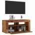 Mueble TV luces LED madera ingeniería envejecida 90x35x40