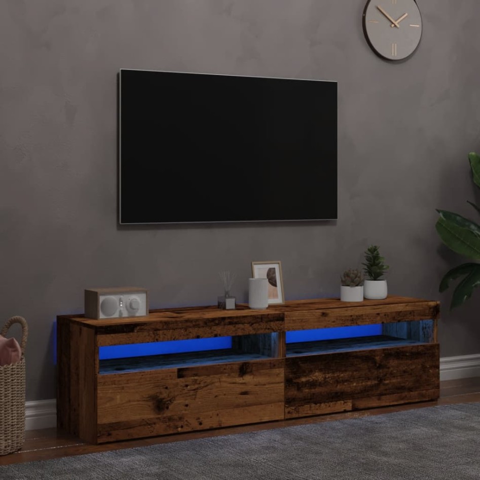 Muebles de TV con luces LED 2 uds madera ingeniería