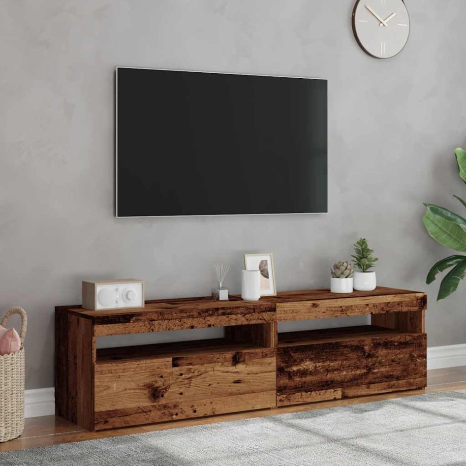 Muebles de TV con luces LED 2 uds madera ingeniería