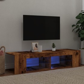 Mueble TV luces LED madera ingeniería envejecida 135x39x30