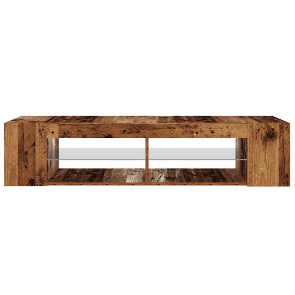 Mueble TV luces LED madera ingeniería envejecida 135x39x30
