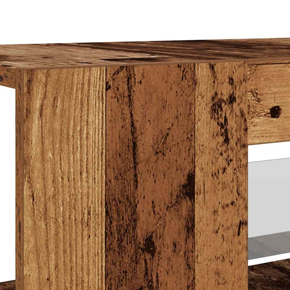 Mueble TV luces LED madera ingeniería envejecida 135x39x30