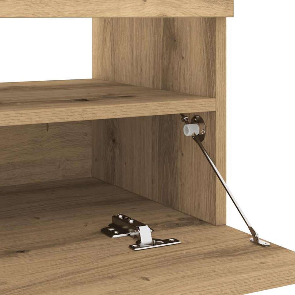 Mueble TV luces LED madera ingeniería roble artisan