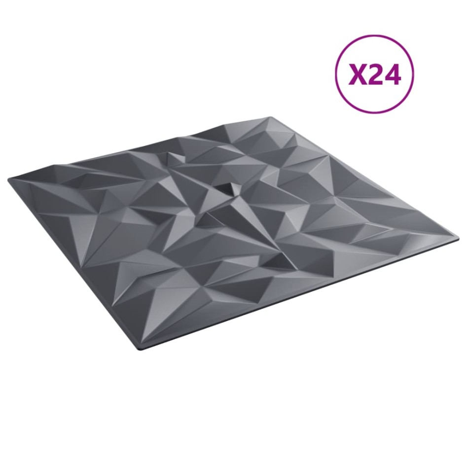 Paneles de pared 24 uds XPS amatista gris 50x50 cm 6
