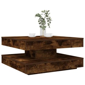 Mesa de centro giratoria 360 grados roble ahumado 70x70x34,5