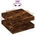 Mesa de centro giratoria 360 grados roble ahumado 70x70x34,5
