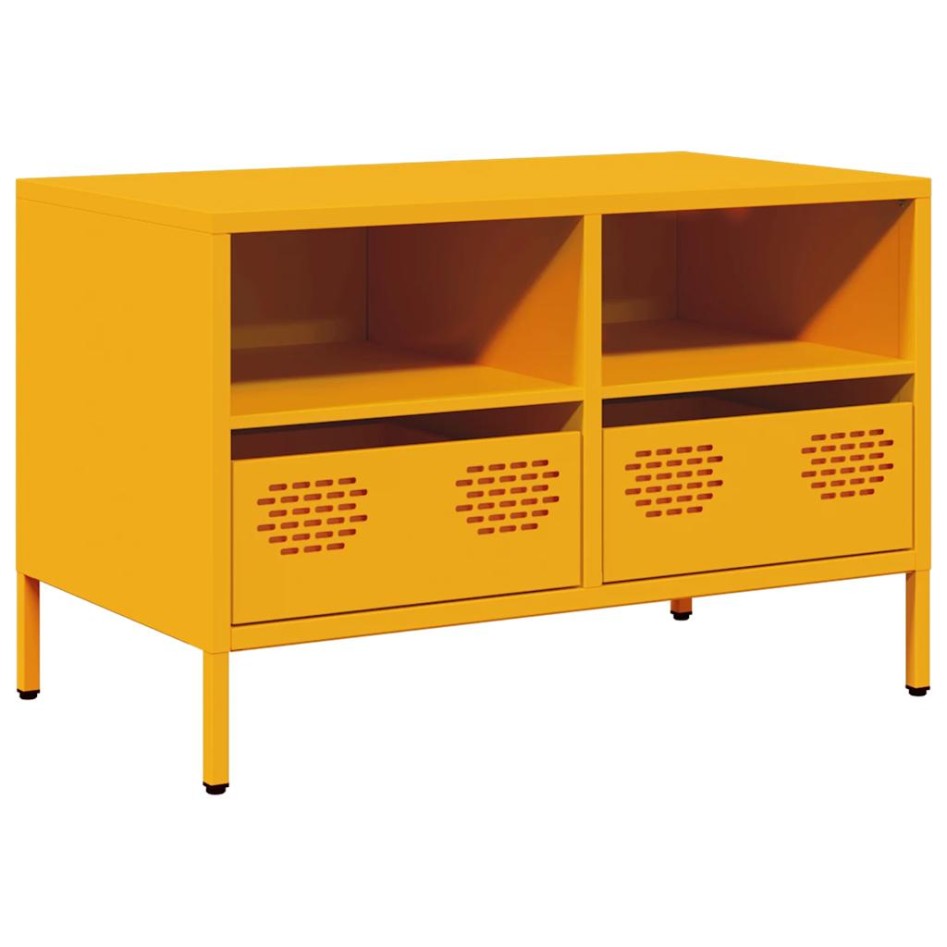 Mueble TV acero laminado en frío amarillo mostaza 68x39x43,5