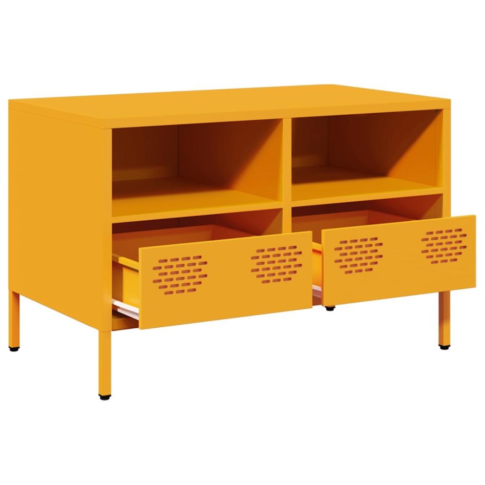 Mueble TV acero laminado en frío amarillo mostaza 68x39x43,5