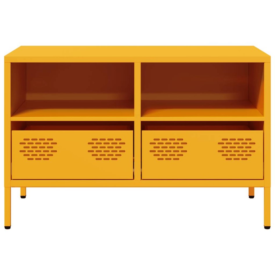 Mueble TV acero laminado en frío amarillo mostaza 68x39x43,5