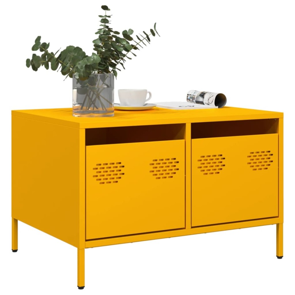 Mueble TV acero laminado en frío amarillo mostaza 68x50x43,5