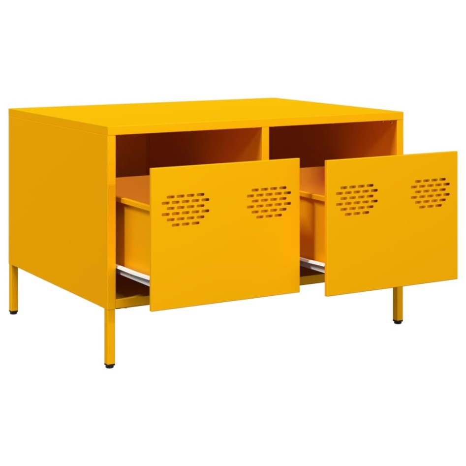 Mueble TV acero laminado en frío amarillo mostaza 68x50x43,5