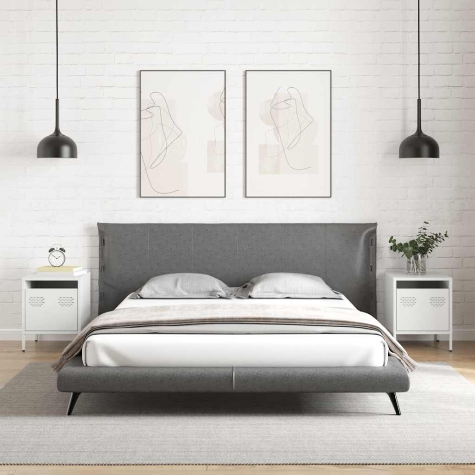 Mesitas de noche 2 unidades acero blanco 35x39x43,5