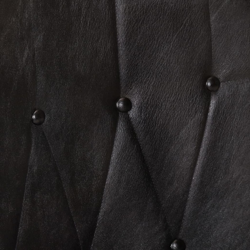 Sillón orejero de cuero auténtico negro