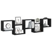 Estante cubo de pared 5 compartimentos madera ingeniería negro