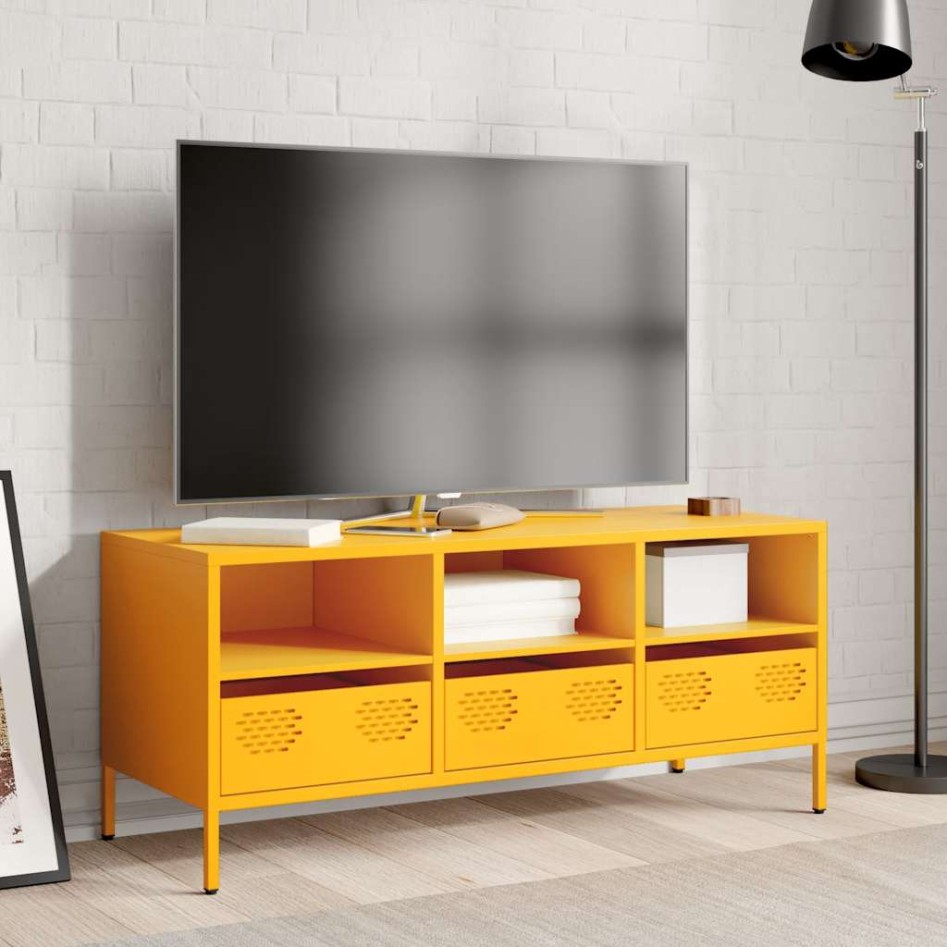 Mueble para TV acero laminado en frío amarillo 101,5x39x43,5