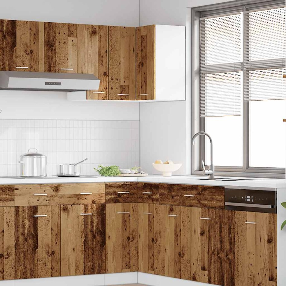 Armario colgante de esquina madera envejecida 57x57x60