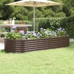 Jardinera arriate acero recubrimiento polvo marrón 224x80x36 cm