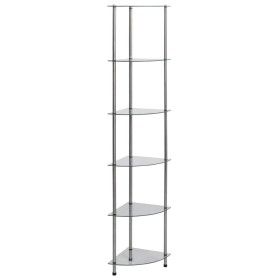 Estantería 6 niveles vidrio templado transparente 30x30x160