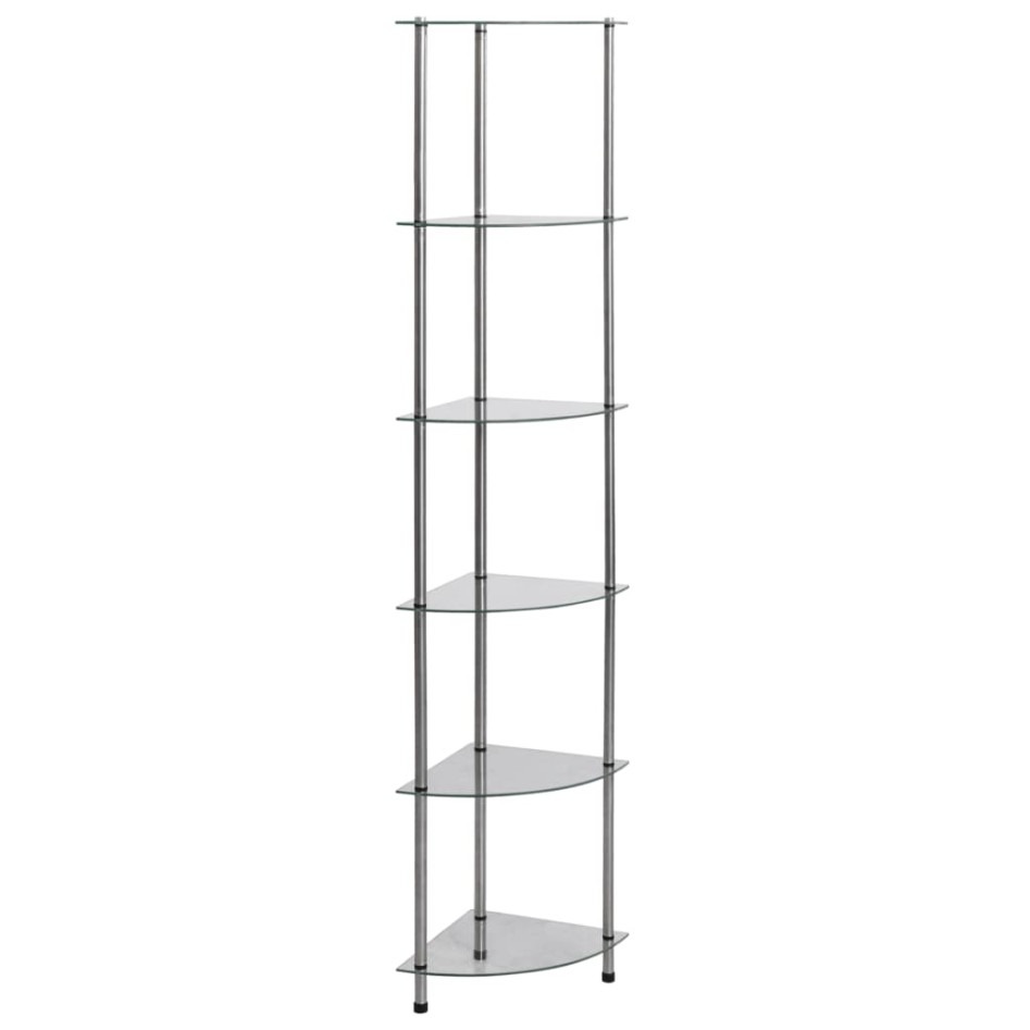 Estantería 6 niveles vidrio templado transparente 30x30x160