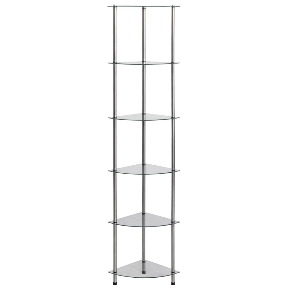 Estantería 6 niveles vidrio templado transparente 30x30x160