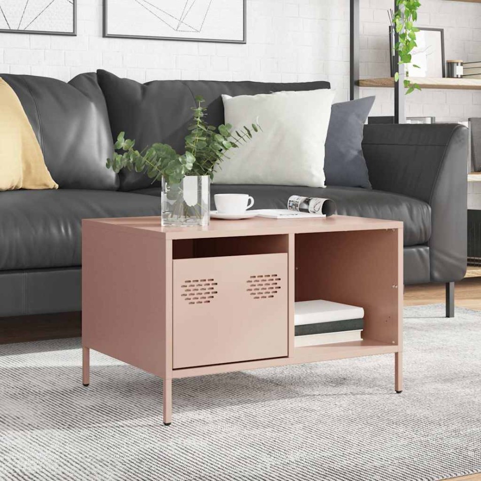 Mesa de centro acero laminado en frío rosa 68,5x50x43,5
