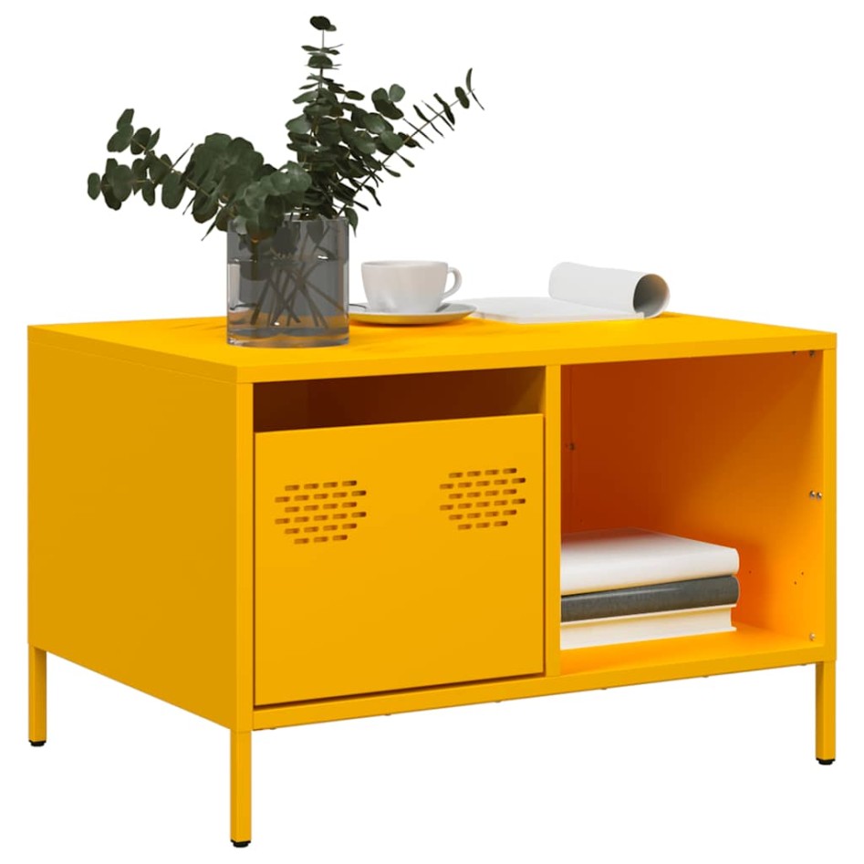 Mesa de centro acero laminado en frío amarillo 68,5x50x43,5
