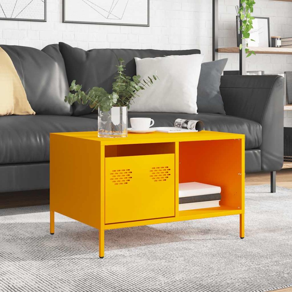 Mesa de centro acero laminado en frío amarillo 68,5x50x43,5