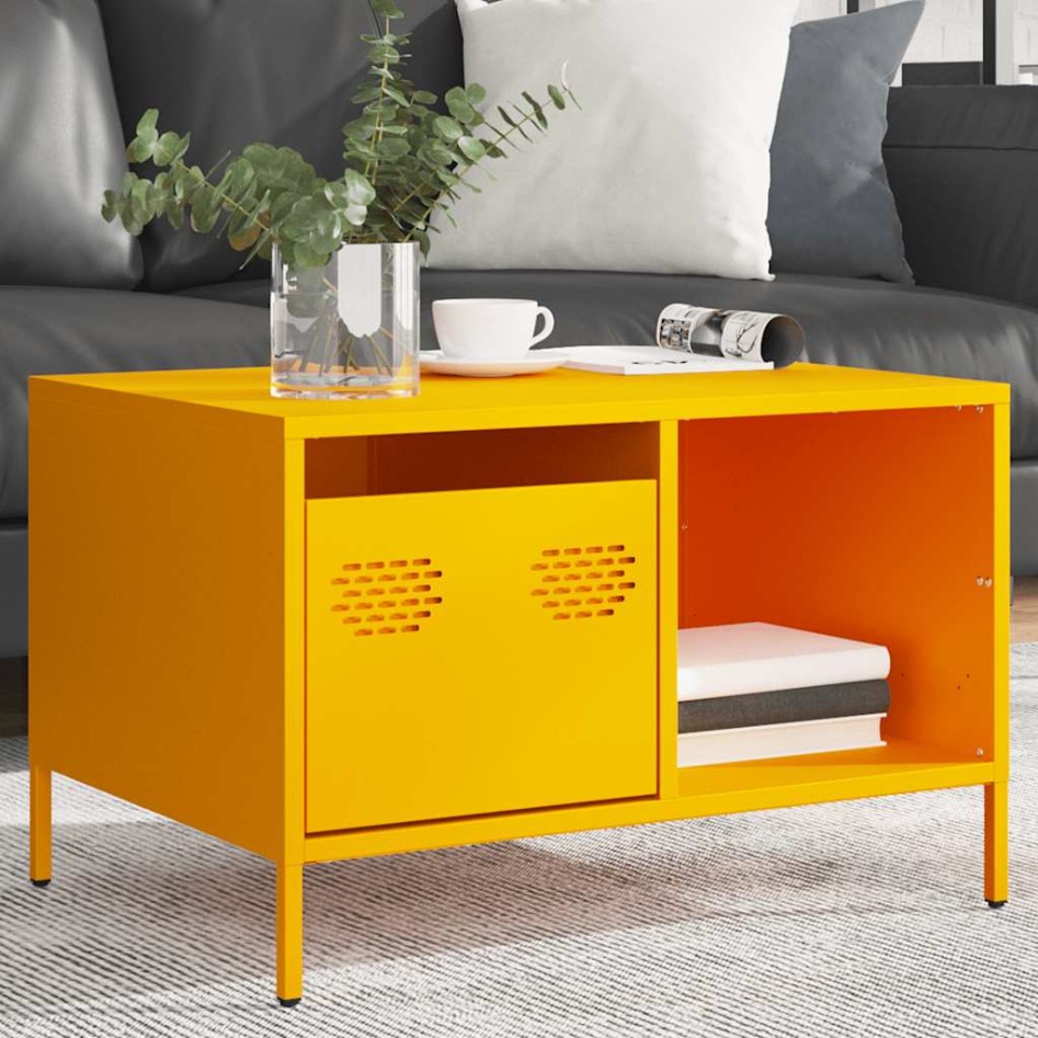 Mesa de centro acero laminado en frío amarillo 68,5x50x43,5