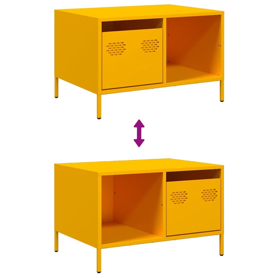 Mesa de centro acero laminado en frío amarillo 68,5x50x43,5