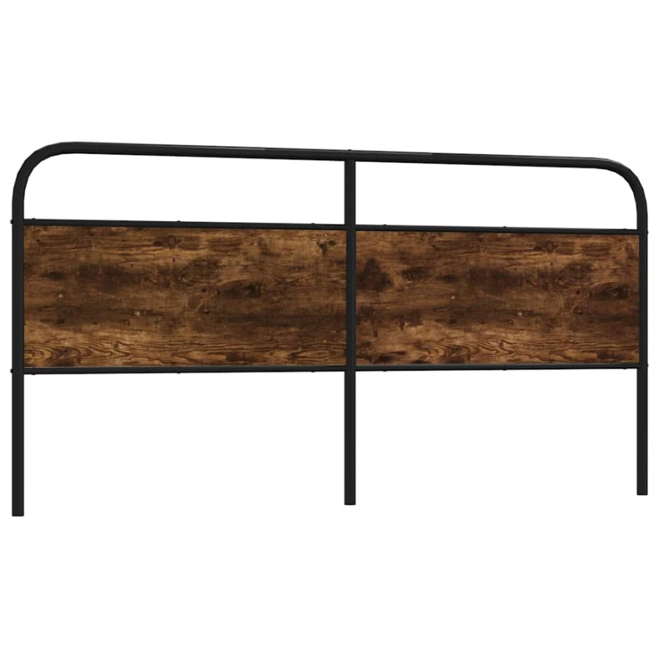 Cabecero de acero y madera de ingeniería roble ahumado 180
