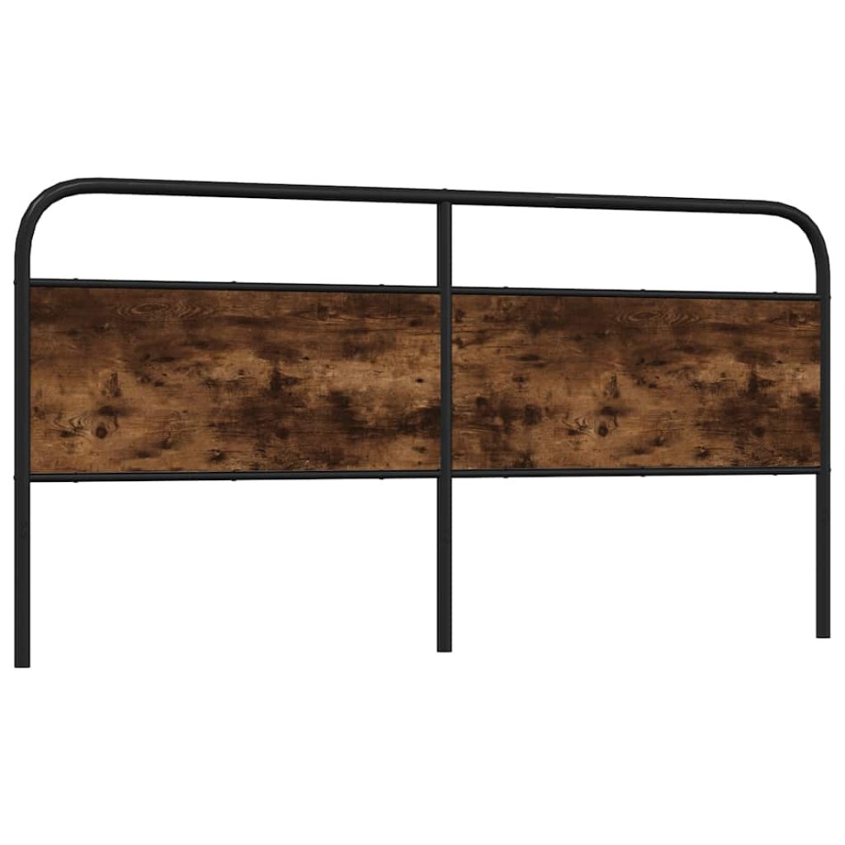 Cabecero de acero y madera de ingeniería roble ahumado 180