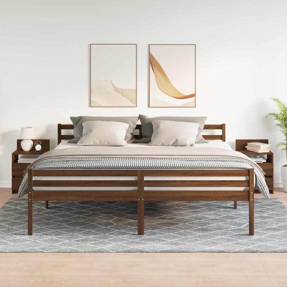 Mesillas de noche 2 uds con 2 cajones roble marrón 40x33x60