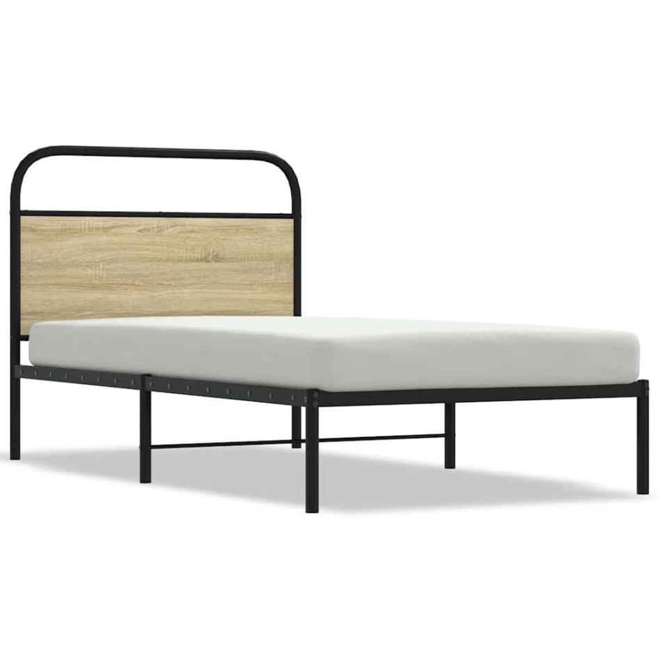 Estructura de cama sin colchón 100x200 cm madera roble