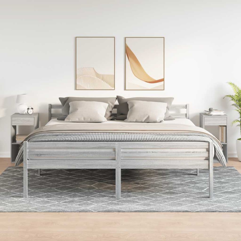 Mesillas de noche con cajón 2 uds gris sonoma 35x34x66,5